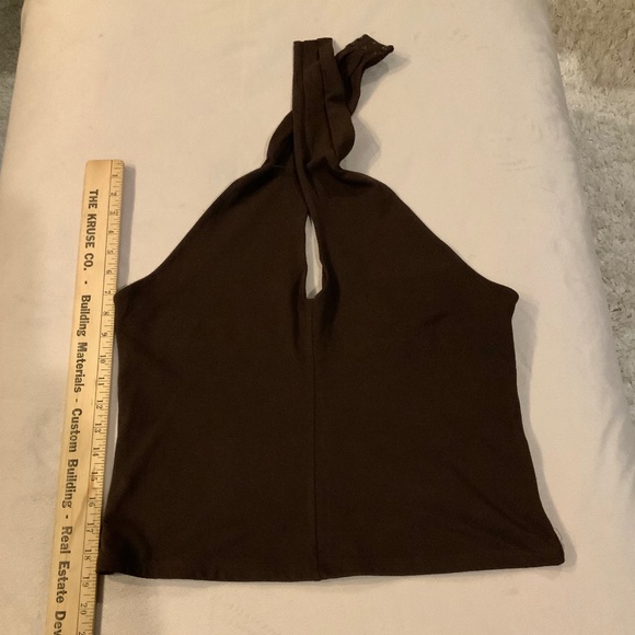 NWT Banana Republic Crossed Over Knit Sleeveless Top Chocolate Brown Color Sz L - Picture 4 of 7